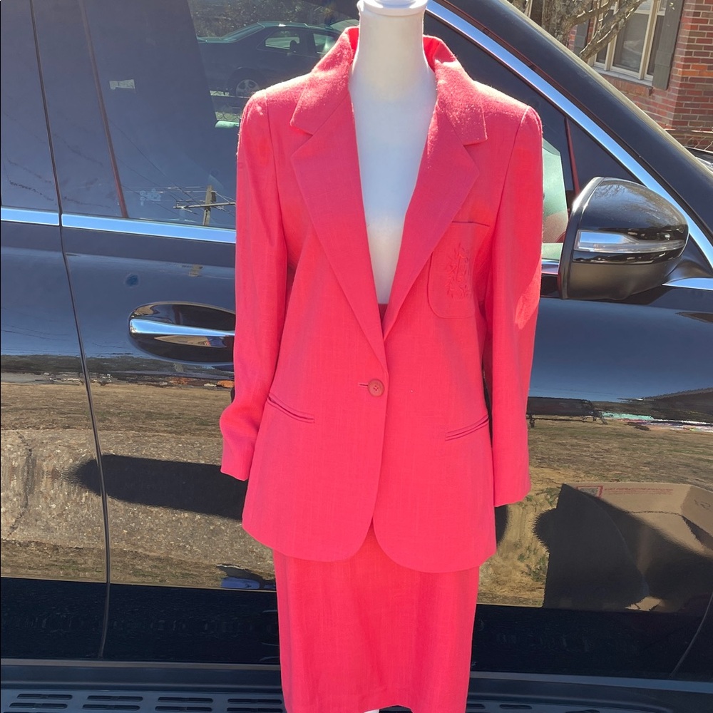 Vibrant Pink Blazer and Skirt Set
